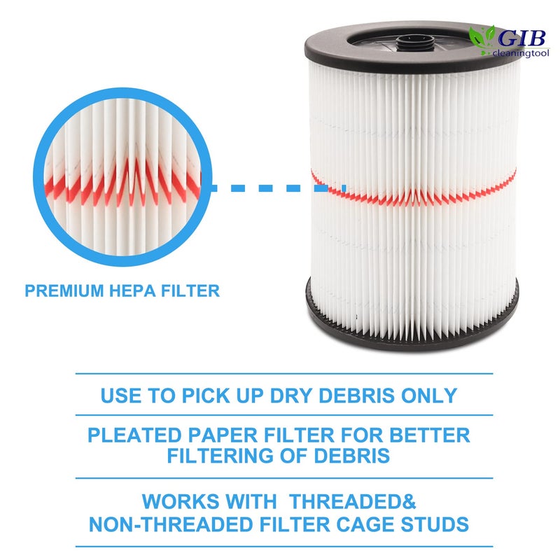 GIB cleaningtool 17816 Filter for Craftsman Shop Vac 9-17816 Wet/Dry Vac Filter Replacement Cartridge Filter for Craftsman Vacuum Filter for 5/6/8/12/16/32 Gallon and Larger Vacuum Cleaner 2 Pack - Image 3